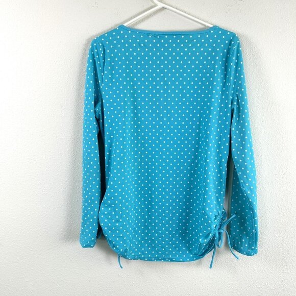 Talbots Miraclesuit Size M Blue Polka Dot Swim Ruching Rash Guard UPF 50 - Picture 3 of 13